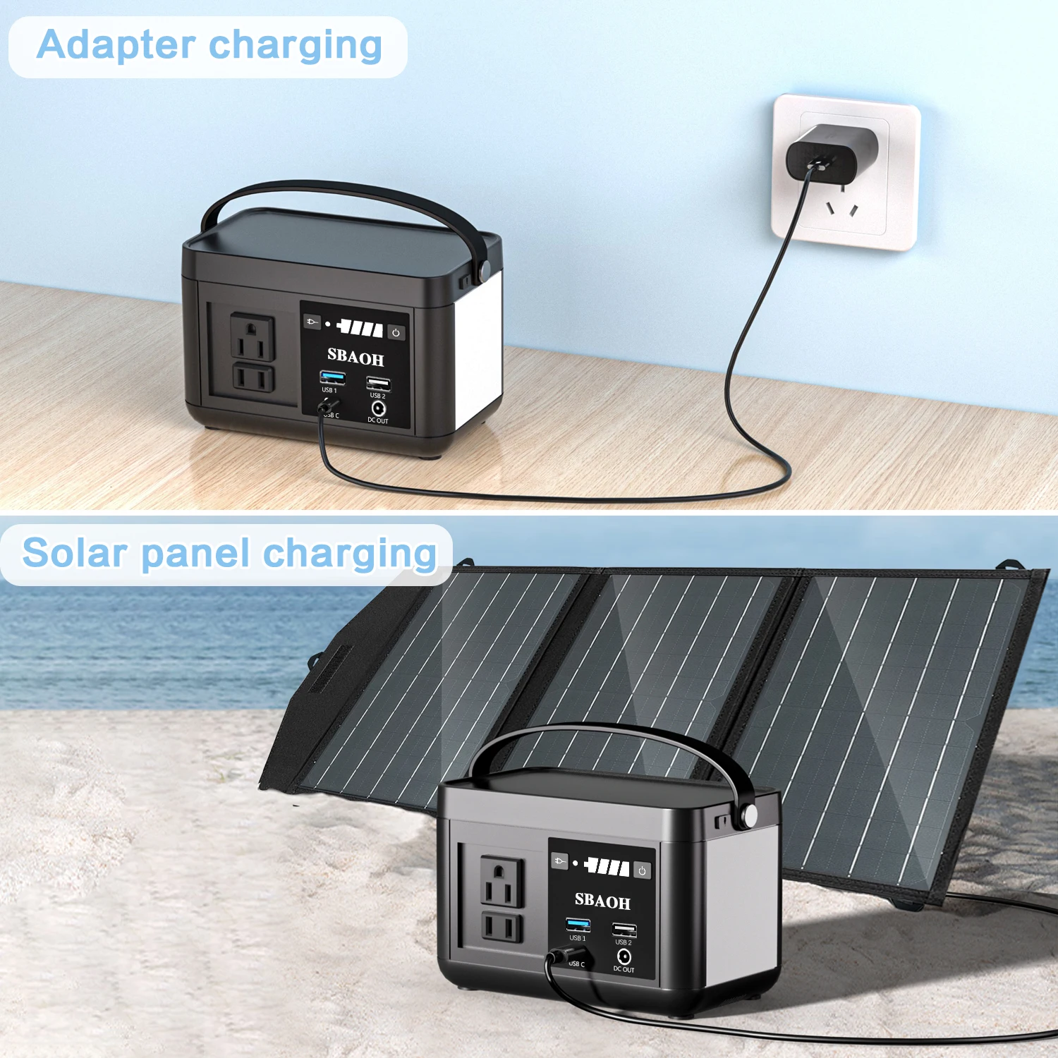 SBAOH Portable Powerstation 88.8Wh,Camping Power Station with 120W (peak 150W) AC Output,Power Solar Generator for Outdoor RV