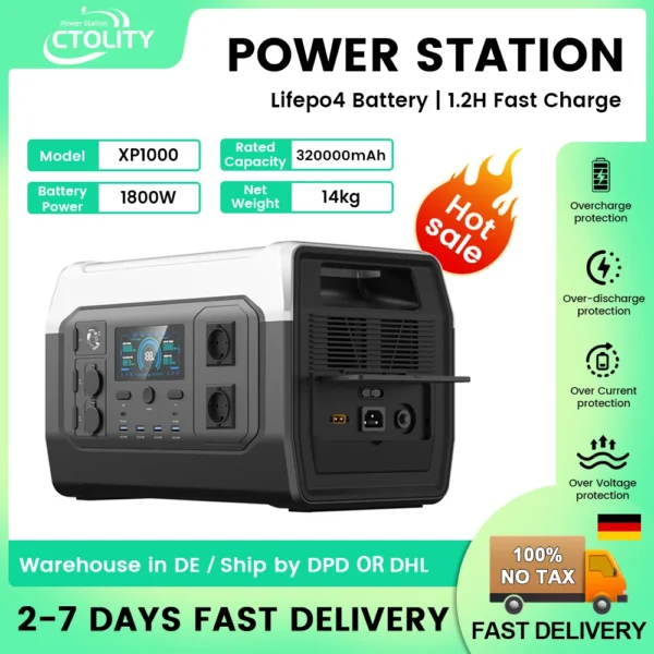 345WH 500W Portable Power Station 1800W 1024Wh Camping Lifepo4 Bank 220V Output Portable Backup Generator UPS Home Camper RV - Image 2