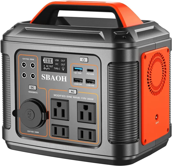 Portable Power Station 110V,296Wh Lithium ion Solar Generator with 300 W AC Power,Outdoor Generator for Camping,Travel,Emergency - Image 2