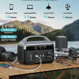 DaranEner 300W Solar Generator 179Wh Portable Power Station 56000mAh Rechargeable Battery for Outdoor Camping Home