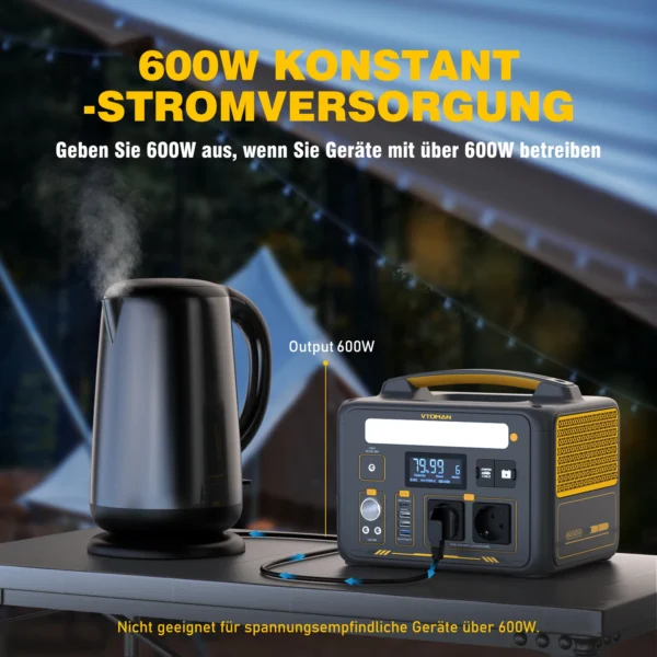 VTOMAN JUMP 600X Portable Power Station 299Wh Solar Generator LiFePO4 1200W Peak Power Powerstation Emergency Backup - Image 4
